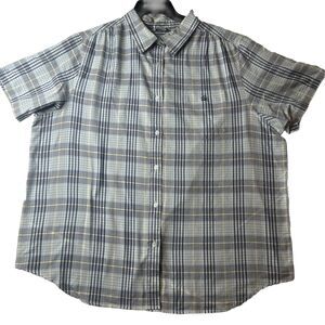 Willow Lane Women’s 22W Button Up Tartan Plaid White Blue Casual Garden Outdoors